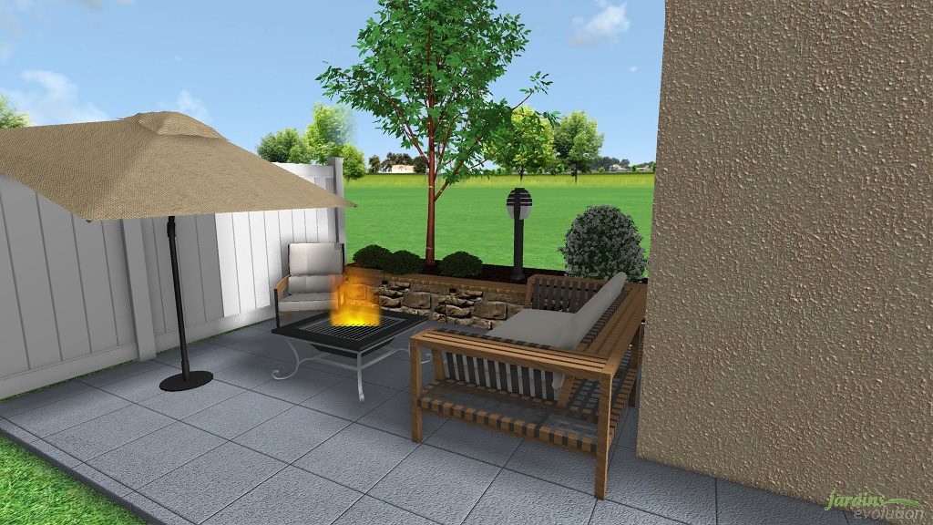 Visualisation 3D d'une terrasse dalle.